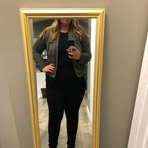 Torrid Cropped Green Military Jacket